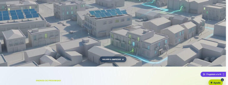 Maqueta de un barrio solar de Reazziona con paneles fotovoltaicos