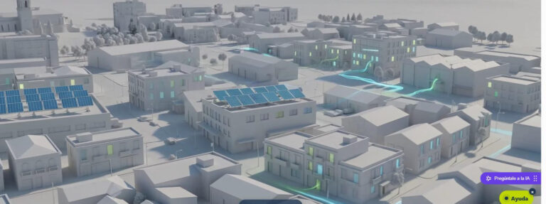 Barrio solar de Reazziona compartiendo energia con los edificios cercanos