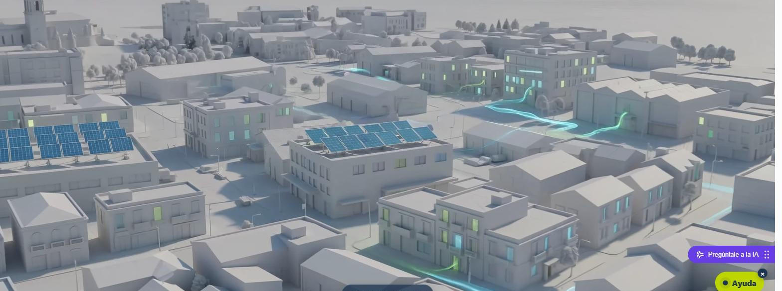 Barrio solar de Reazziona compartiendo energia con los edificios cercanos